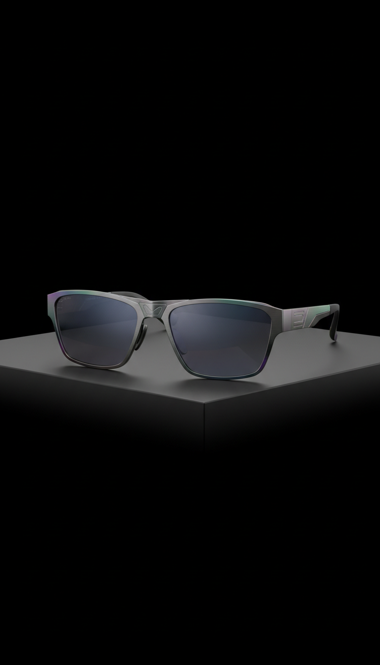 Lunettes angulaires métal graphite chromé