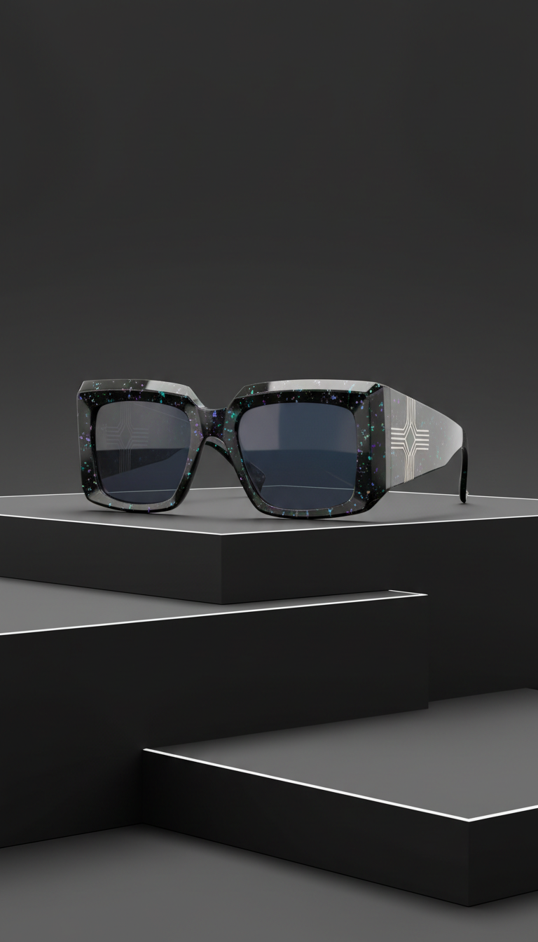 Lunettes oversized en acétate noir